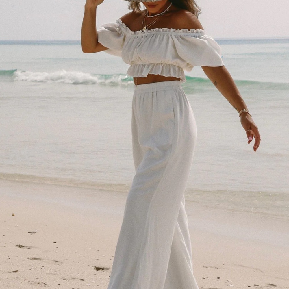 Vici NWT white crop top with wide leg pants (selling as set)